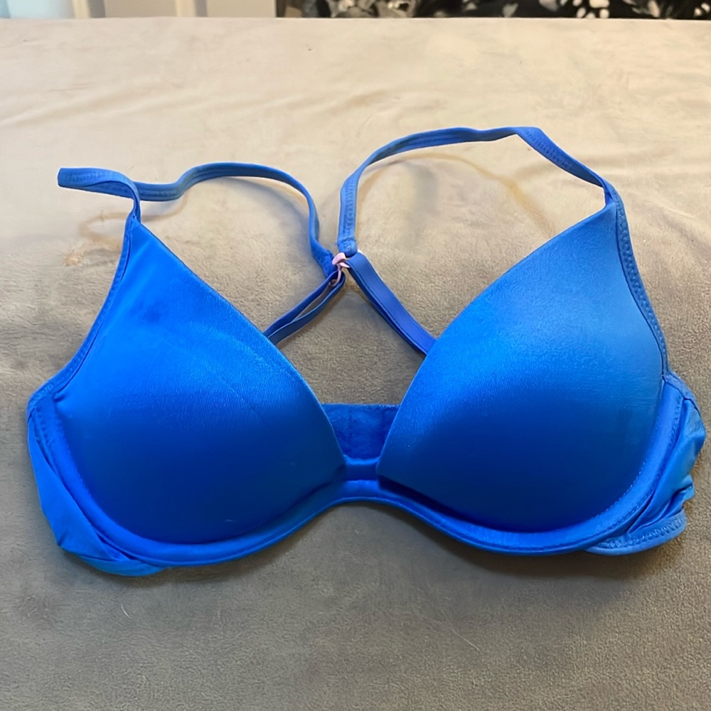 Blue versatile racerback 32A push-up bra